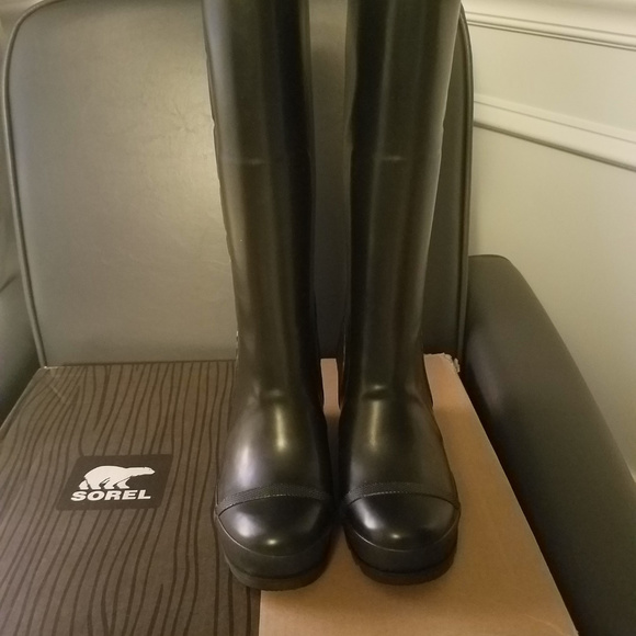 New SOREL JOAN RAIN WEDGE TALL BOOTS - Picture 3 of 4